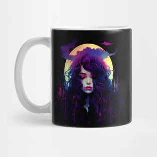 Cool Dark Gothic Witch  Neon Colors Rave Design Mug